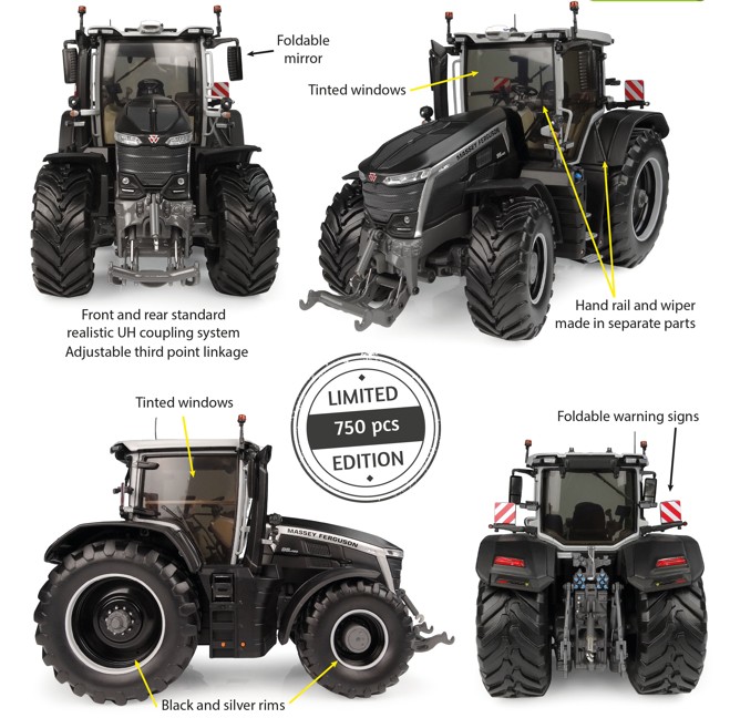 Massey Ferguson 9S.425 Mat Zwart Limited Edition 750 stuks - 1:32